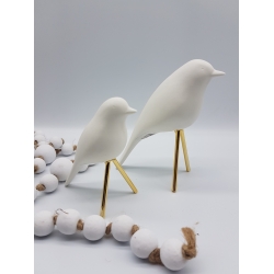 Ptak ceramiczny biały na złotych nogach/ 2 sztuki kpl.